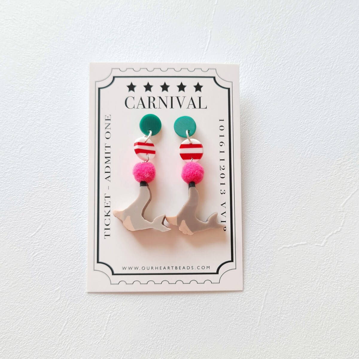 Circus Seal Green Pink Earrings